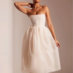 Strapless Corset Dress with Elegant Beaded Detail
